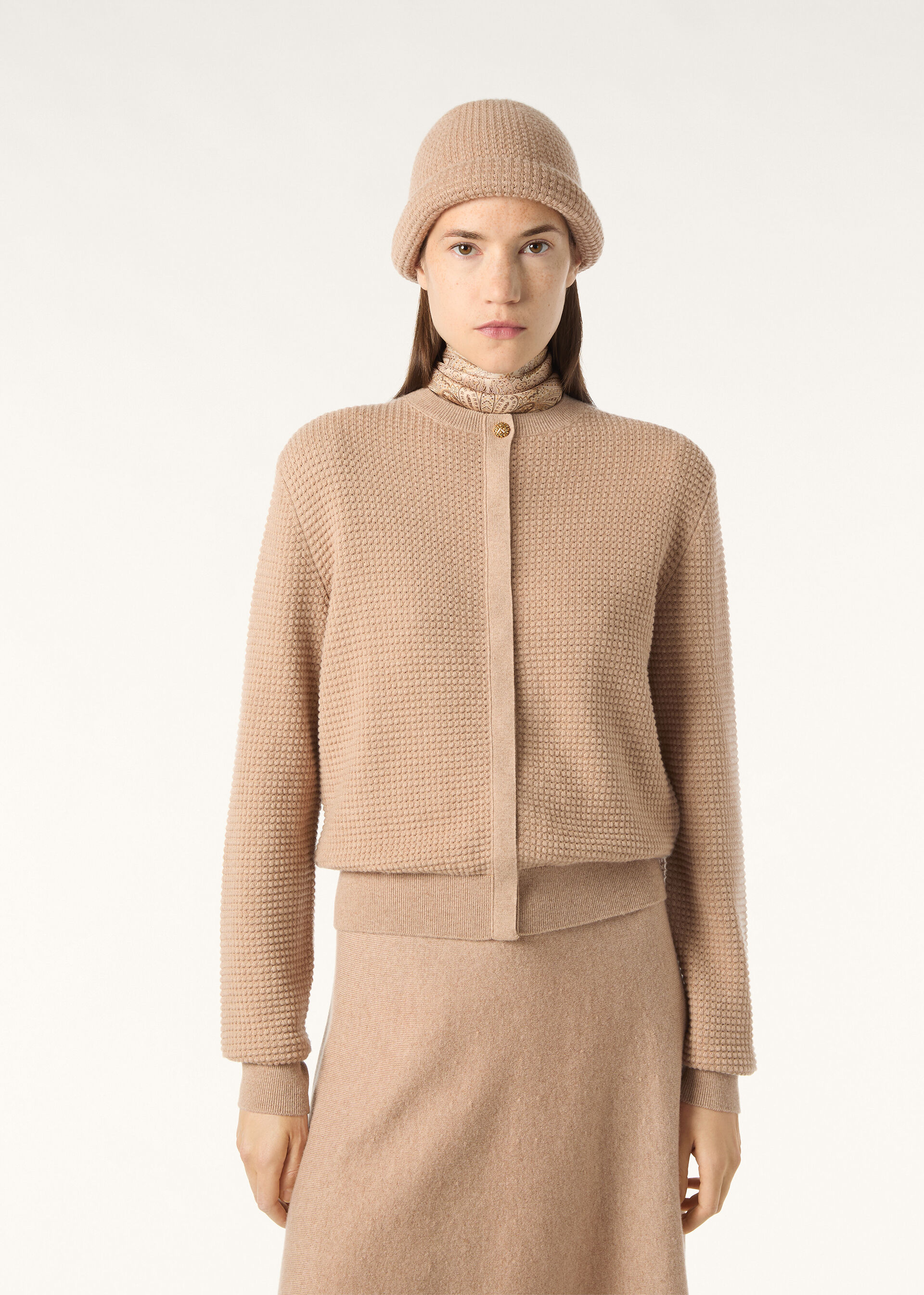 MONOCHROME JACQUARD CARDIGAN SW. CASH COTTON GG 14