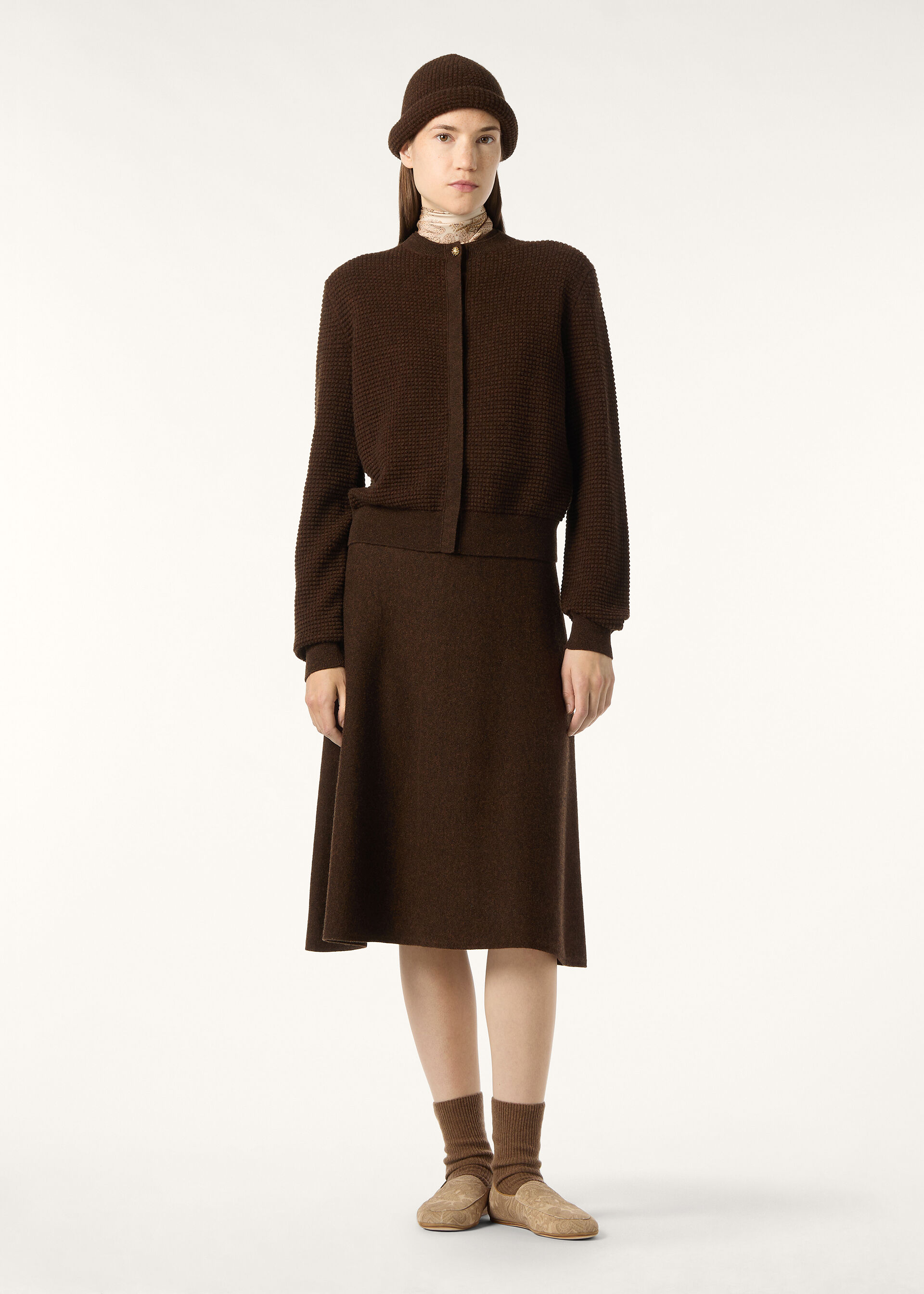 MONOCHROME JACQUARD CARDIGAN SW. CASH COTTON GG 14