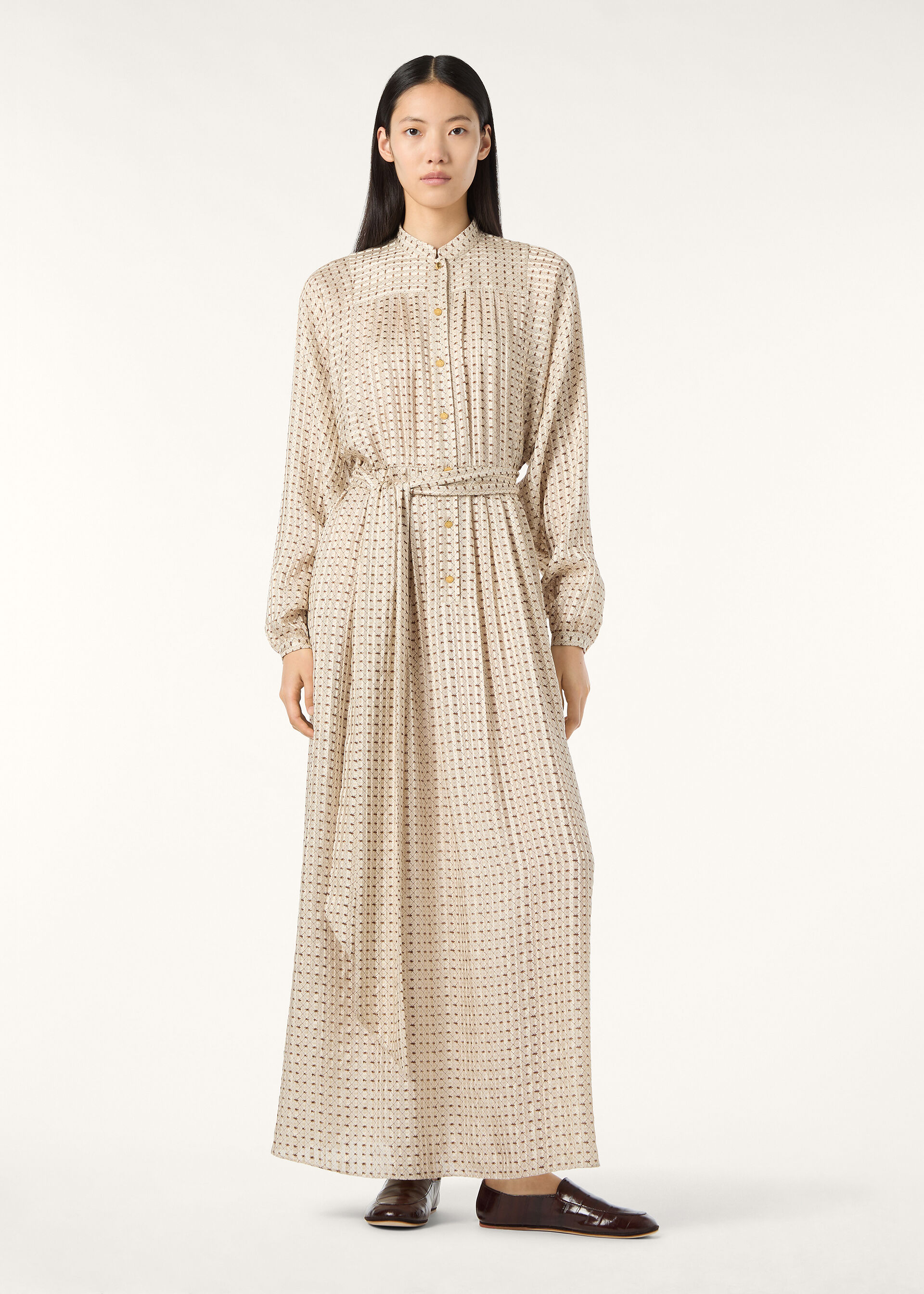 LESLIE DRESS GOLDEN BEES SILK LAME'