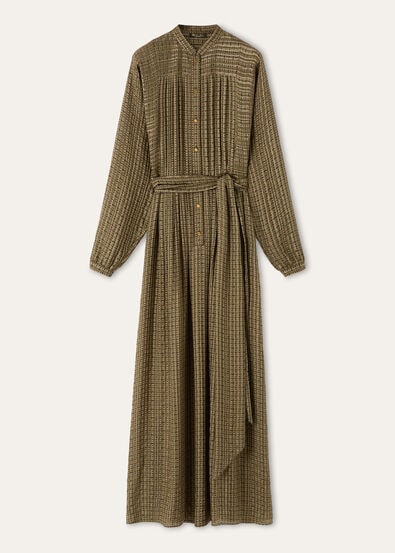 LESLIE DRESS GOLDEN BEES SILK LAME'