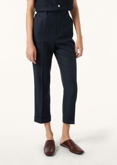 LOUIS HEM TROUSERS STRUCTURED LINEN WOOL