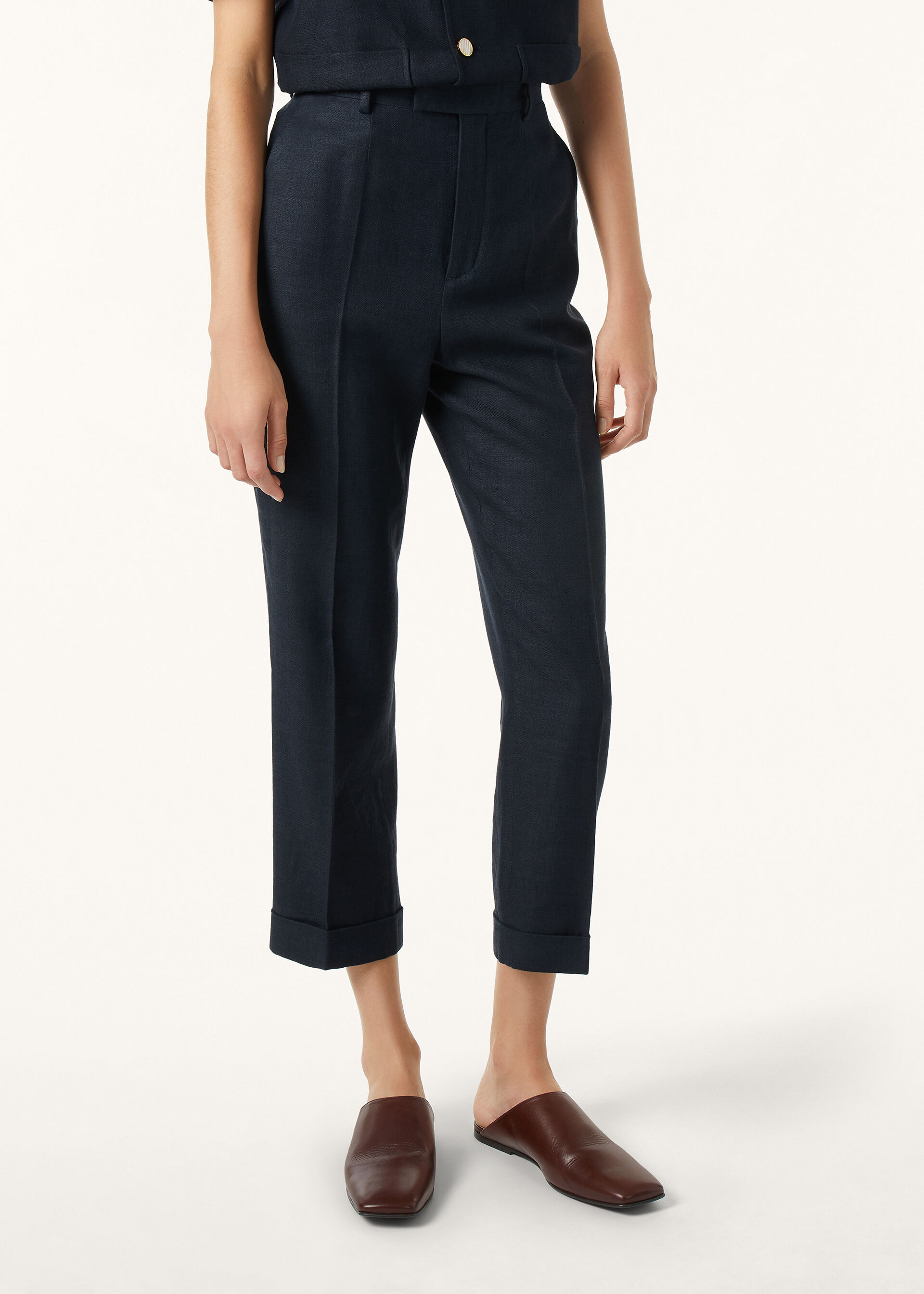 LOUIS HEM TROUSERS STRUCTURED LINEN WOOL