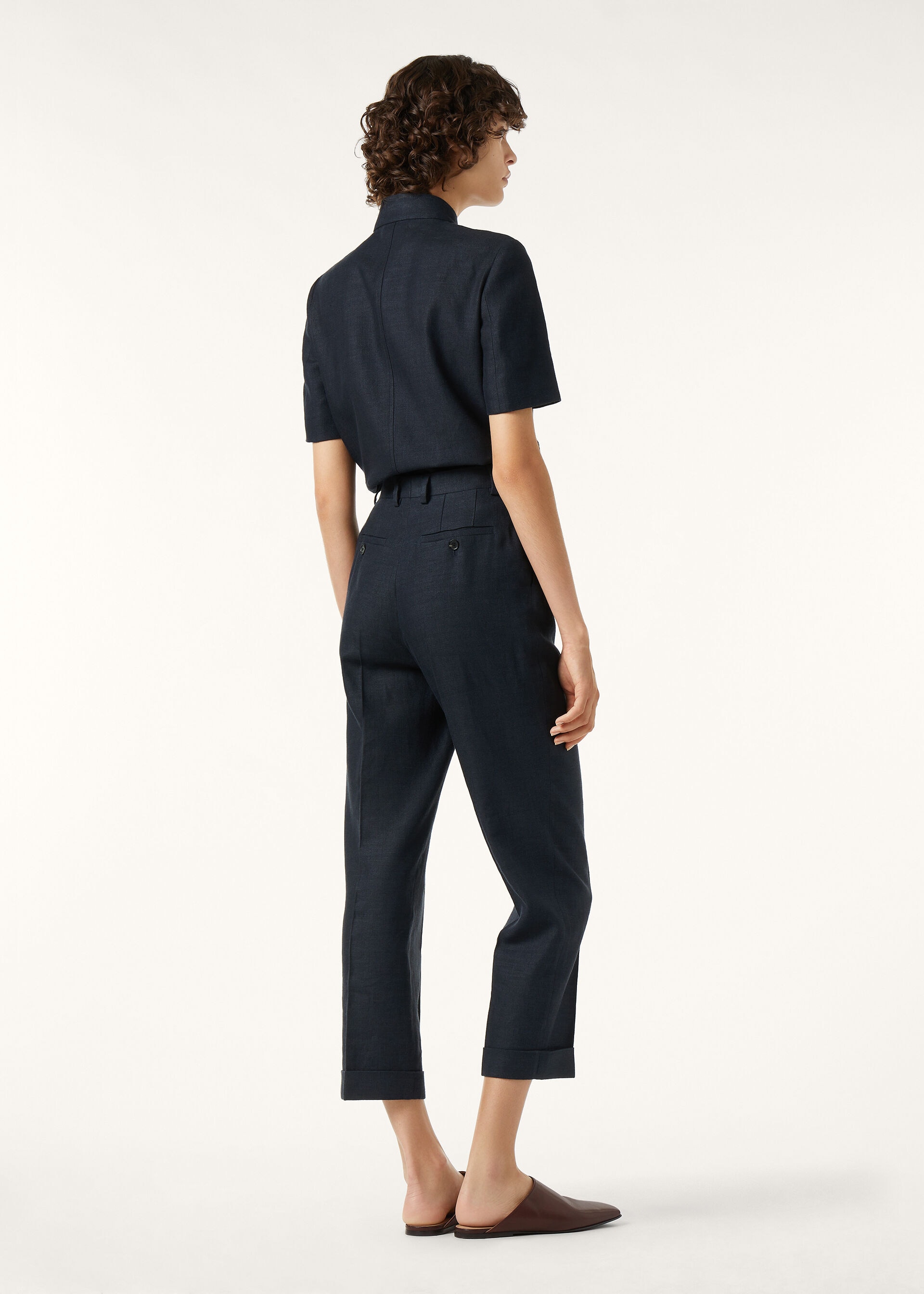 LOUIS HEM TROUSERS STRUCTURED LINEN WOOL