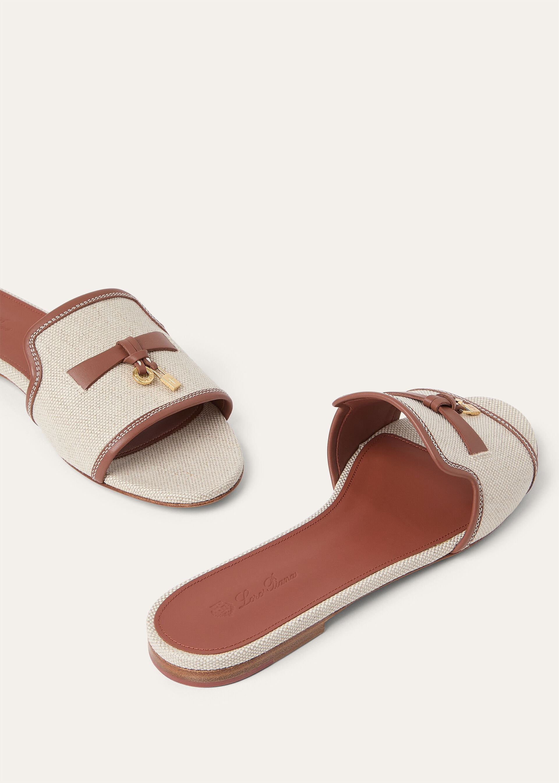 SUMMER CHARMS FLAT MULE NATURAL CANVAS & CALF