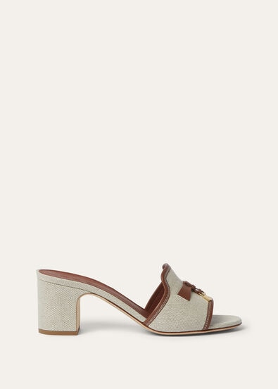 SUMMER CHARMS HEELED MULE T55 NAT. CANVAS & CALF
