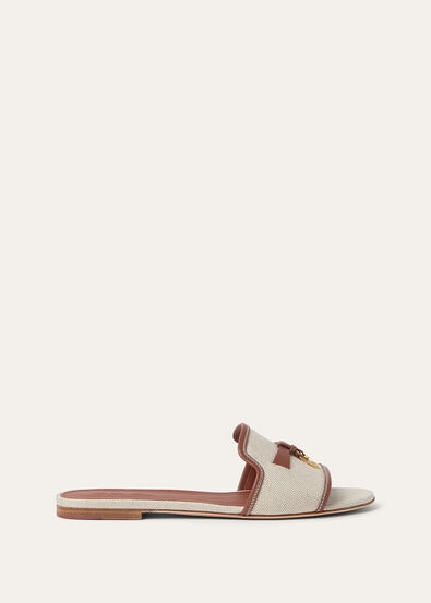 SUMMER CHARMS FLAT MULE NATURAL CANVAS & CALF AF