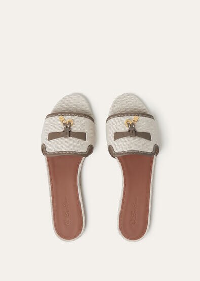 SUMMER CHARMS FLAT MULE NATURAL CANVAS & CALF AF