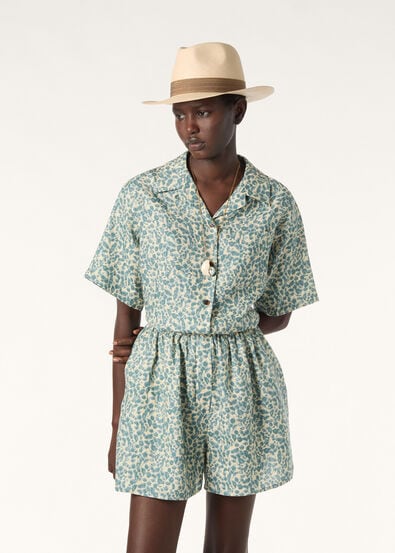 ISOBLE SS SHIRT JANE FLOWERS LINEN