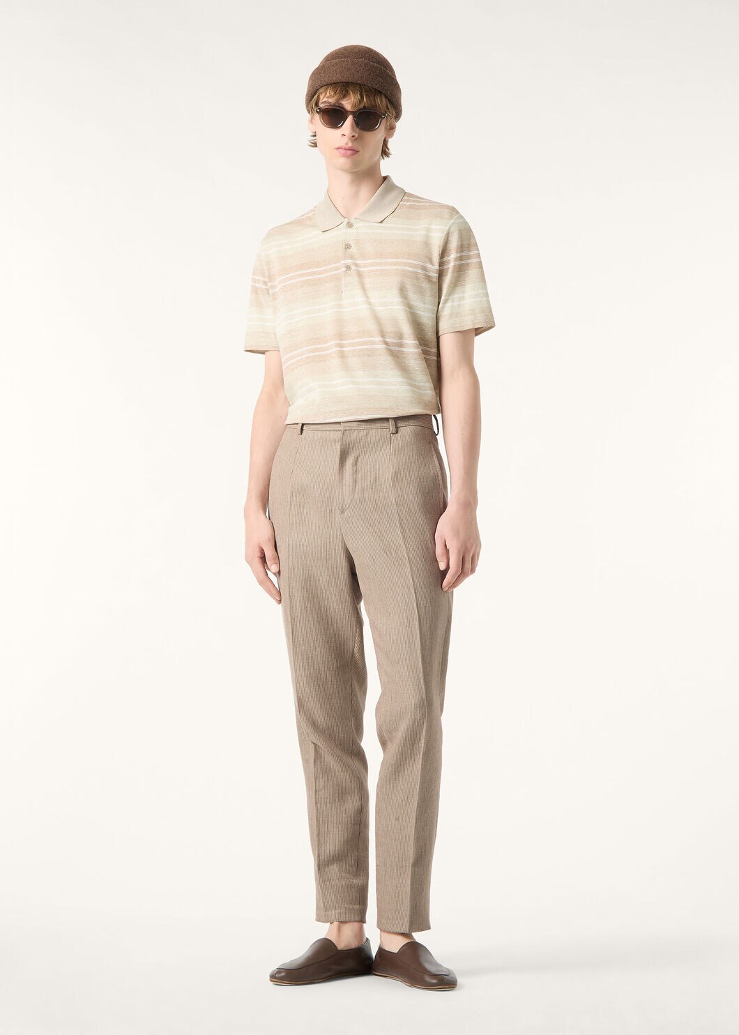 FIG POLO COTTON LINEN MACRO STRIPES