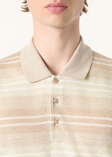 FIG POLO COTTON LINEN MACRO STRIPES