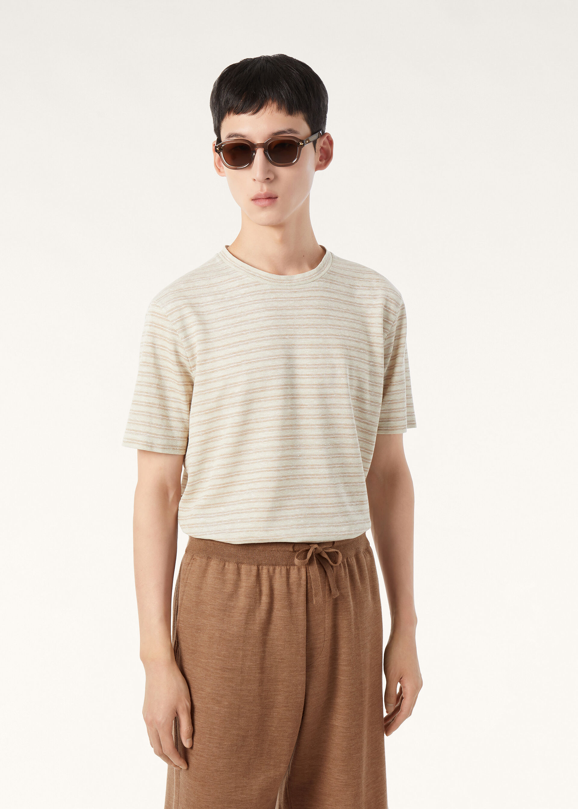 PINE T-SHIRT COTTON LINEN MICRO STRIPES