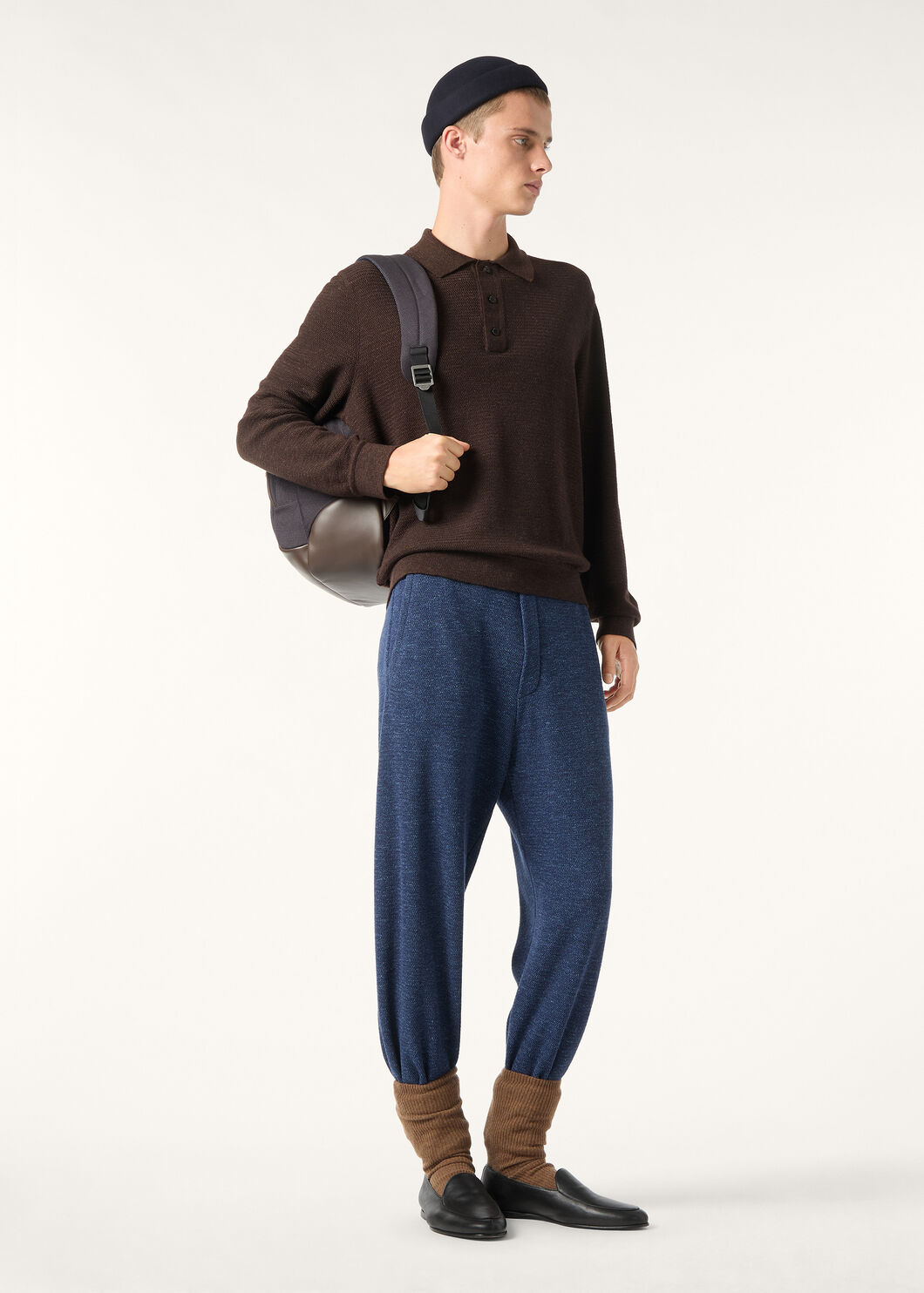 GOKARNA POLO SWEATSHIRT WOOL SILK LINEN WAVE