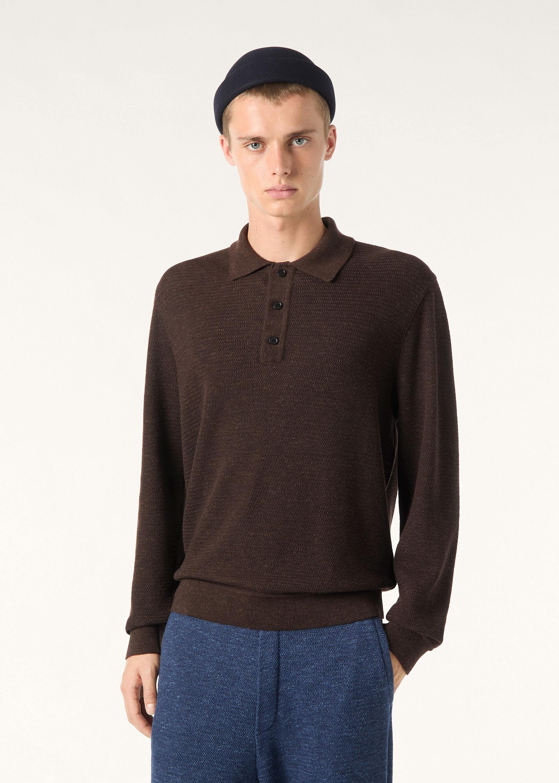 GOKARNA POLO SWEATSHIRT WOOL SILK LINEN WAVE