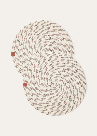 SET OF 2 PLACEMATS OXFORD STRIPE ROPE