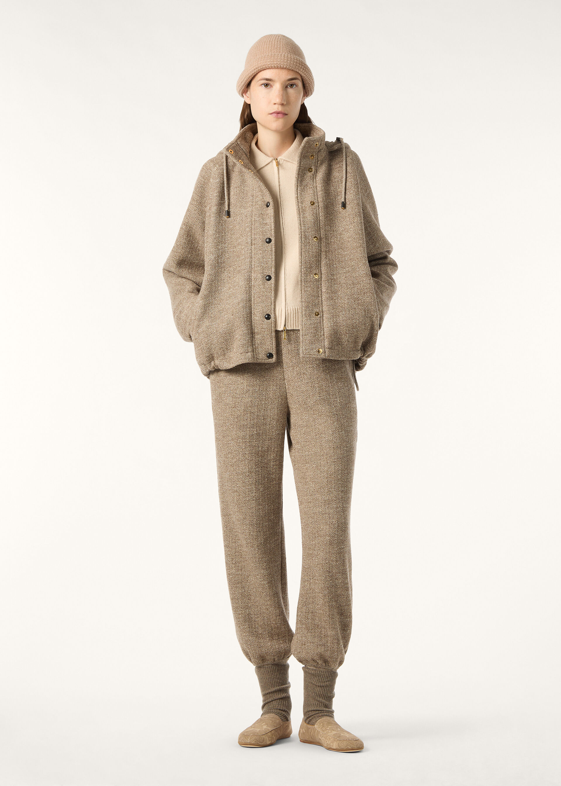 CELLINA PARKA MOULINE' WOOL LINEN SILK