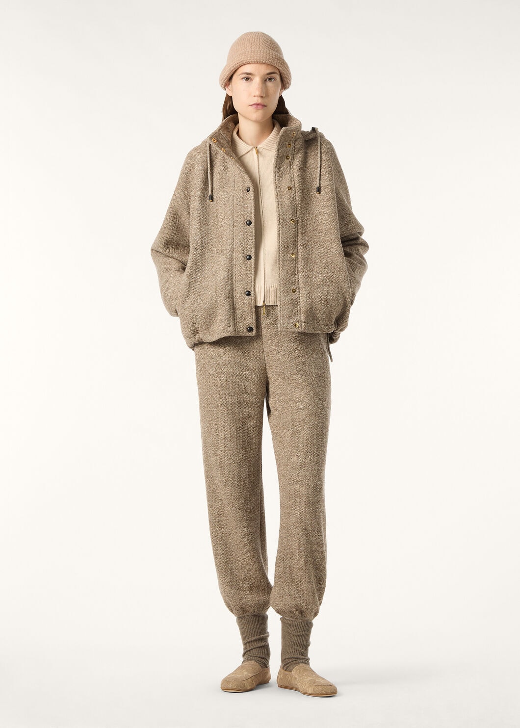CELLINA PARKA MOULINE' WOOL LINEN SILK