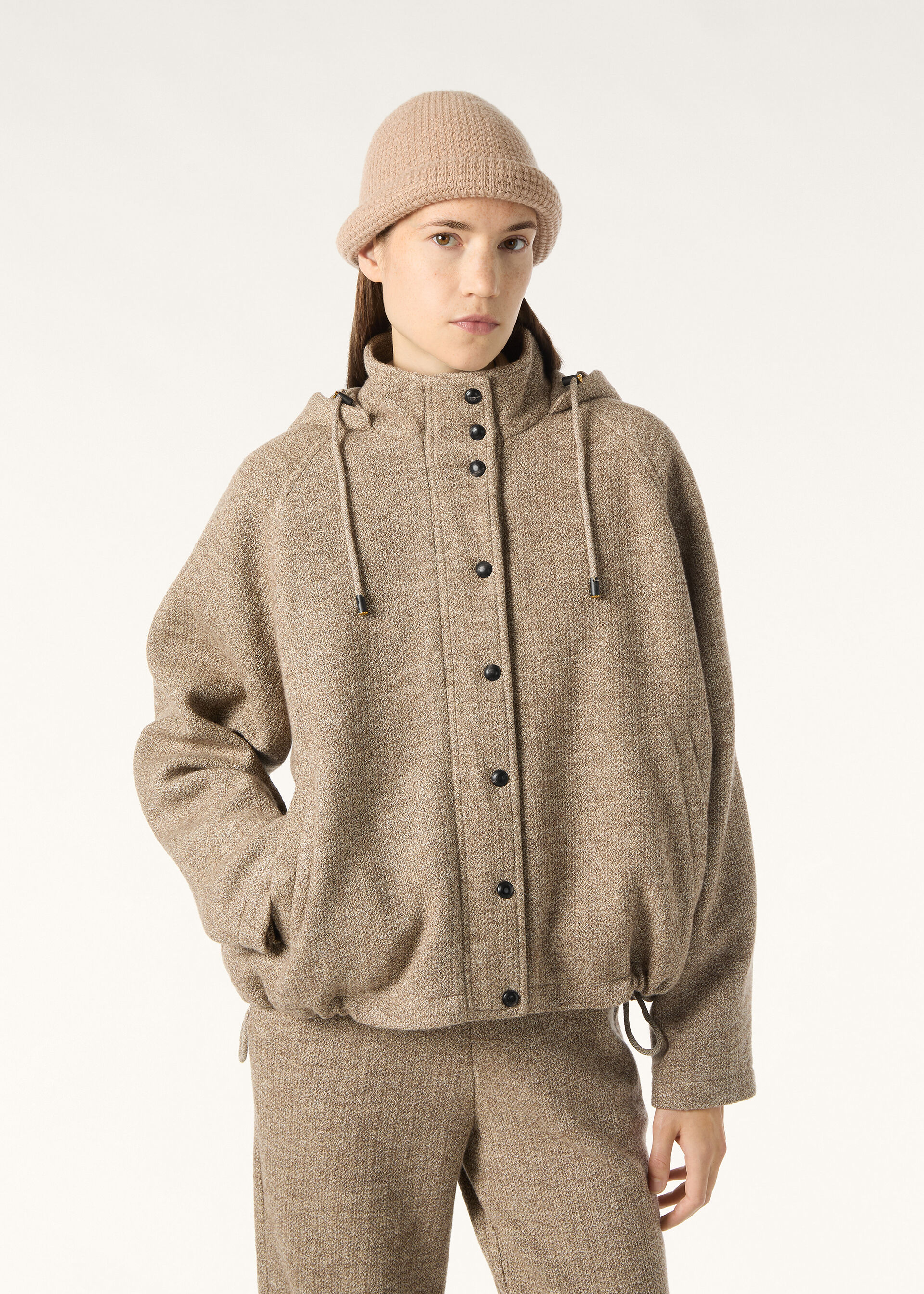 CELLINA PARKA MOULINE' WOOL LINEN SILK