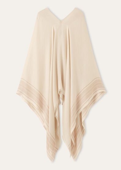 AIDA SHORT PONCHO BICOLOR SUITCASE STRIPE SILK LIN