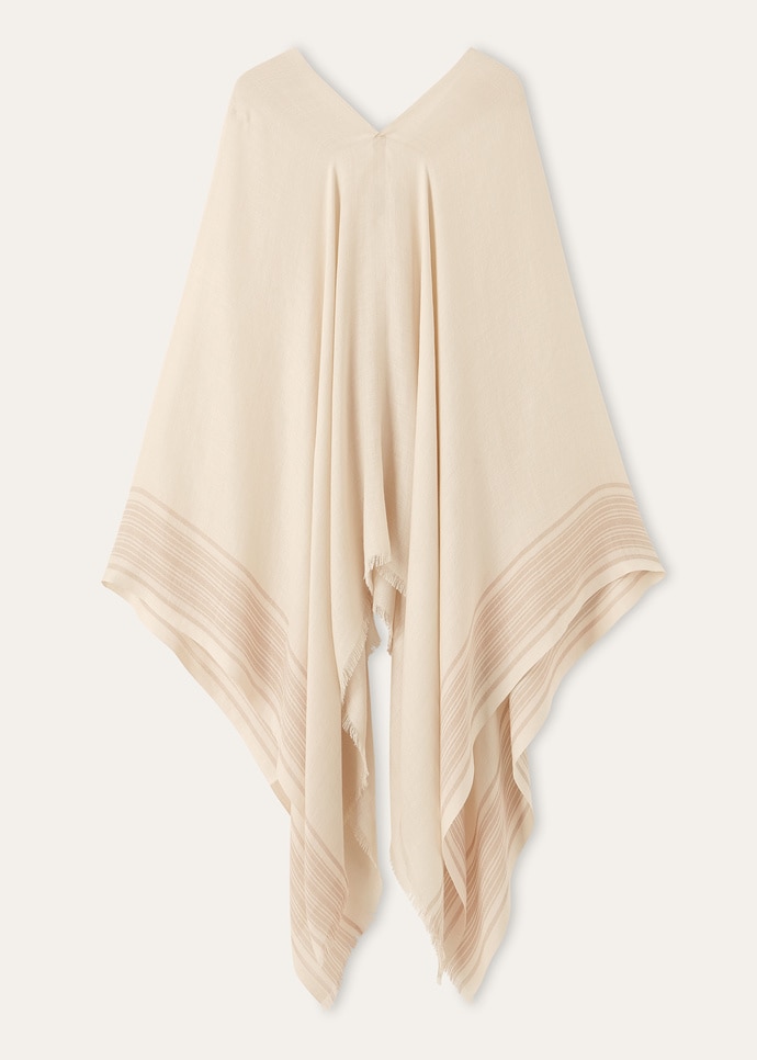 AIDA SHORT PONCHO BICOLOR SUITCASE STRIPE SILK LIN_FAQ8475_F7TQ_NR_3