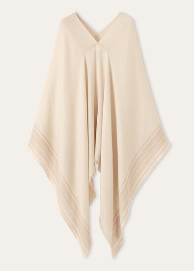 AIDA SHORT PONCHO BICOLOR SUITCASE STRIPE SILK LIN