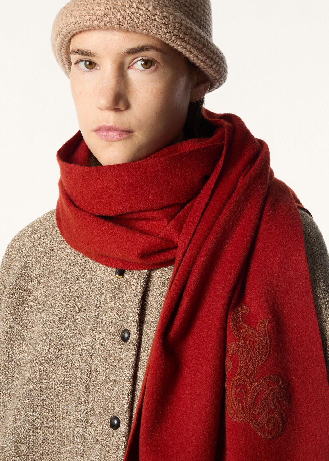 GRANDE UNITA SCARF CHANDANI HORSE EMBROIDERED CASH