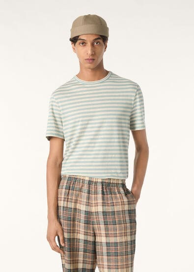 AGONDA T-SHIRT COTTON LINEN STRIPES