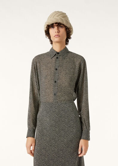 THEA SQUARE COLLAR SHIRT PEPPER GRAINS SILK