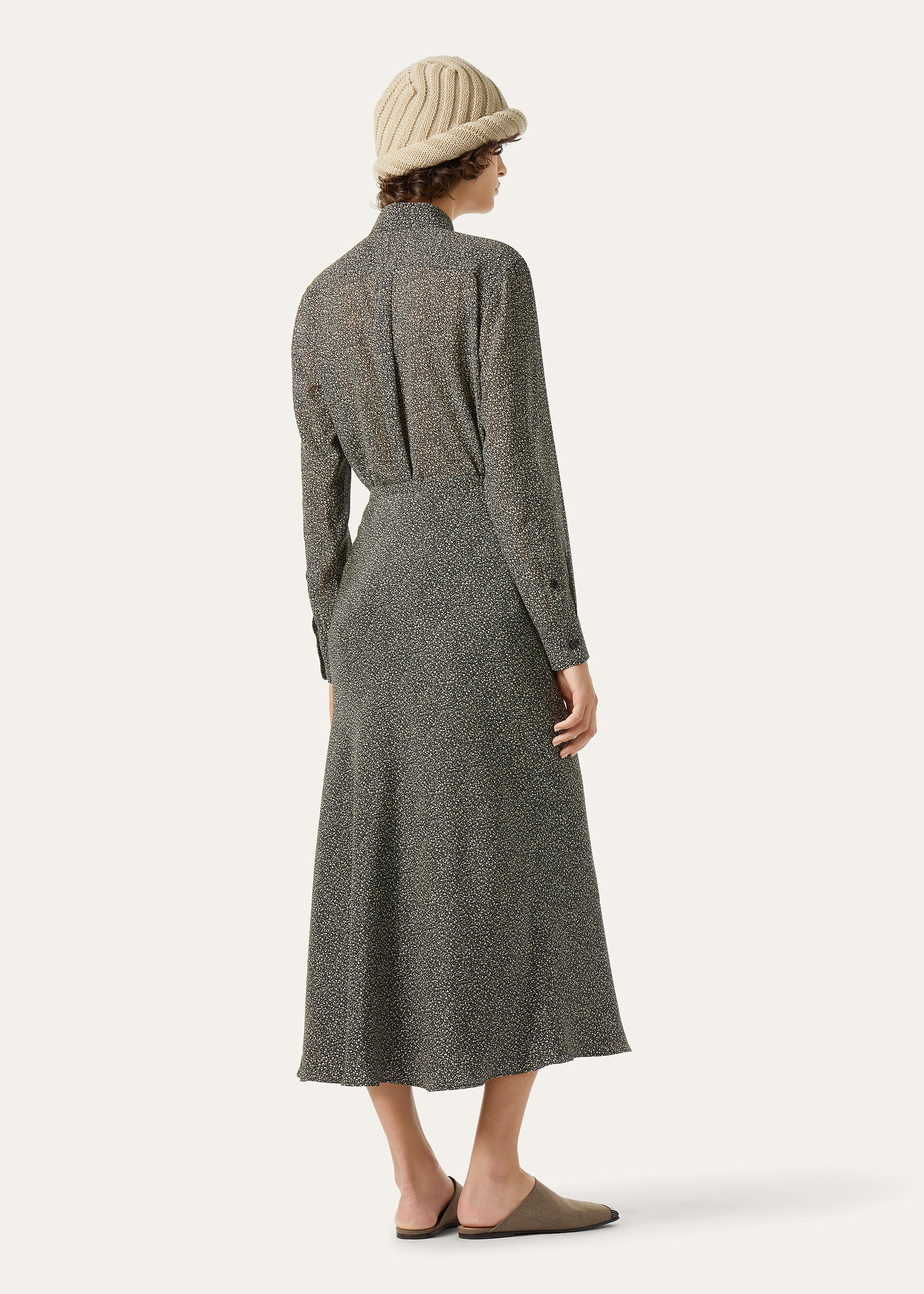 THEA SQUARE COLLAR SHIRT PEPPER GRAINS SILK