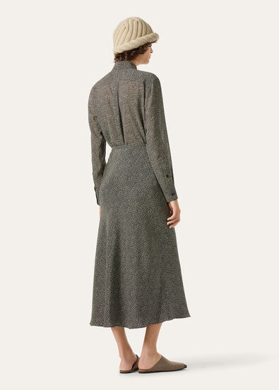 THEA SQUARE COLLAR SHIRT PEPPER GRAINS SILK