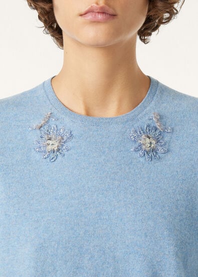 CLASSIC BABY CASH EMBR. SS CREWNECK SWEATER T.B.B.