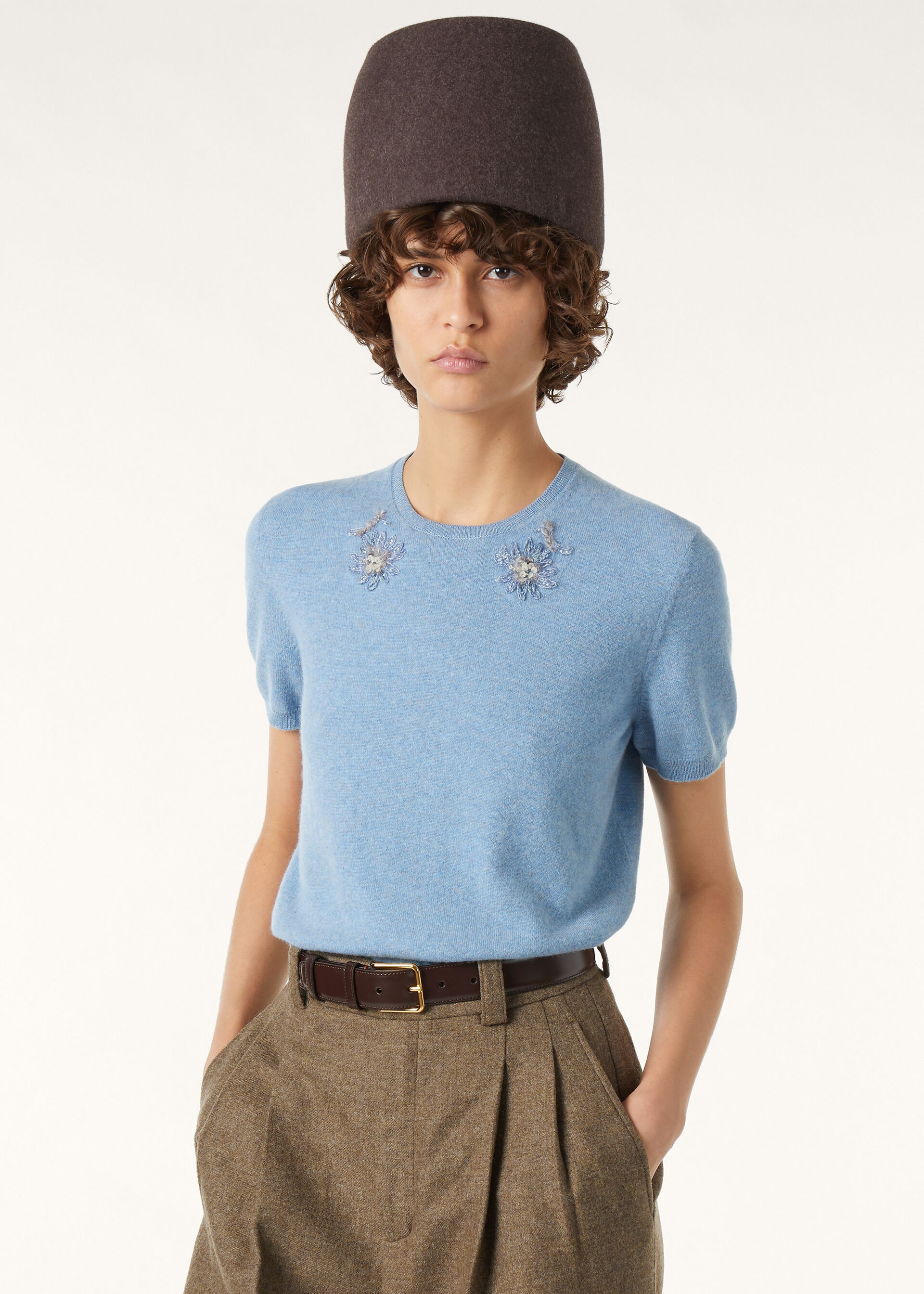 CLASSIC BABY CASH EMBR. SS CREWNECK SWEATER T.B.B.