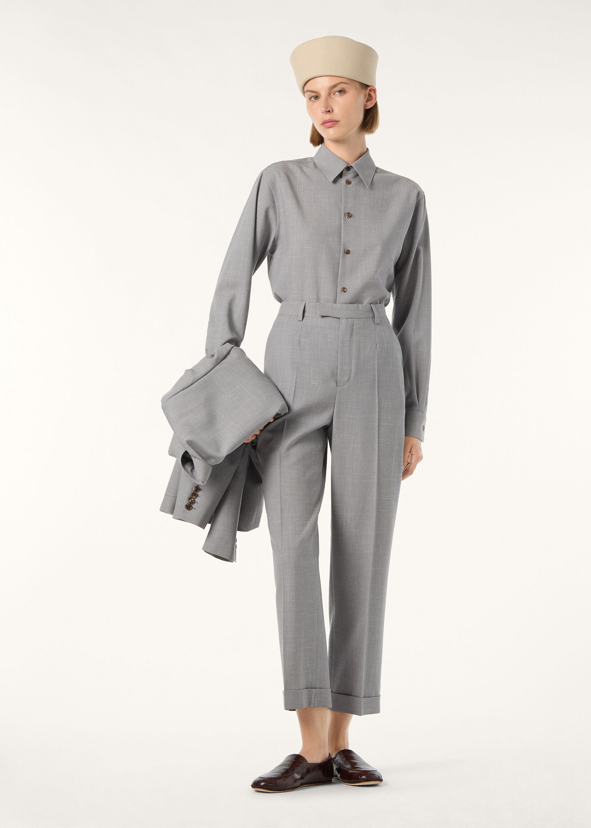 THEA SQUARE COLLAR SHIRT ZELANDER WOOL SILK