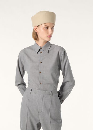 THEA SQUARE COLLAR SHIRT ZELANDER WOOL SILK